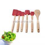 6 Piece Heat Resistant Silicone Cooking Set ,wood Handle4 Silicone Spatulas 1 Baking Spoon1 Silicone Brush Silicone Spatula Set thumbnail-1