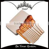 Gold 12pcs Portable Makeup Brush Set With Metal Box