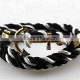 Leather Rope Stainless Steel Gold Anchor Bracelet/Hook Bracelet Anchor Wholesale thumbnail-2