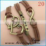 Cheap Price on Wholesale Braided Leather Three Layers Anchor Leather Bracelet thumbnail-3