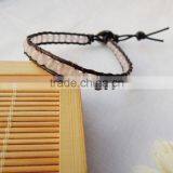 Make Leather Wrap Crystal Beads Pearl Crystal Bracelet thumbnail-4