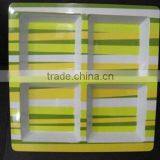 13.5" Striped Square Melamine 4 Section Compartment Tray/Appetizer Platter Break-Resistance * NSF Approved * thumbnail-1