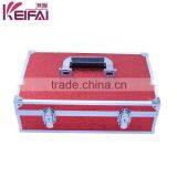 Custom Logo Lockable Hardshell Red Pu Makeup Case With Compartments With Mirror thumbnail-6