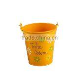 Easter Metal Bukets With Flower Printing Decoration ,metal Small Tin With Handle ,Easter Bucket With Letter "FROHE OSTERN" thumbnail-2