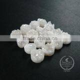 6pcs 12mm Rainbow White Plated Druzy Quartz Irregular Surface Round Stone Cabochon for DIY Earrings,rings Supplies 4110126 thumbnail-2