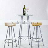 Top Glass Bar Table With Bent Wood Bar Stool