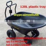 Four Wheels Plastic Tray 130L Wheelbarrow Cart thumbnail-1
