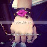 Double Leather Lips Lipstick Gem Diamond Bracelet thumbnail-2