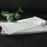 Hotel Rectangle Embossing White Ceramic Plate and Tray thumbnail-5