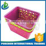 Brigt Colorful Small Handle Plastic Rectangle Basket thumbnail-1