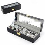 High-grade Carbon Fiber Watch Box 6 Slots, Transparent Window Display Watches Box thumbnail-2