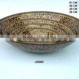 Amber Glass Mosaic on Round Iron Bowl Other Colours Available thumbnail-1