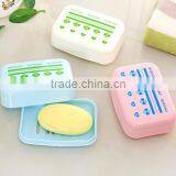 Traveling Portable Plastic Soap Dish With Drain Tray and Cover thumbnail-2