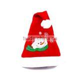 China Embroidered Reindeer Santa Claus Snowman Snowflake Polyester Xmas Cap Fabric Christmas Hat Design With Pompon thumbnail-2
