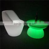 Outdoor Furniture IP68 PE Materia Garden RGB LED Lights Illuminated Small Round Bar Table and Chair for Party and Event thumbnail-3