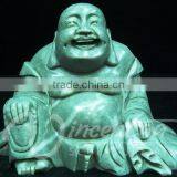Wholesale Home Decoration Hand Craved Laughing Green Jade Buddha Statue