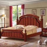Imported Malaysian Rubberwood Bedroom Furniture Set Walnut Painting Bed With Pine Bedboard thumbnail-5