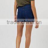 3 Buttons Blue Denim High Waisted Turn Up Shorts thumbnail-3