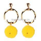 Fashion Colorful Pompon Gold Plated Hoop Earrings for Women Accessories thumbnail-4