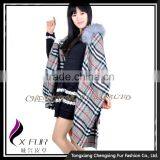 CX-B-P-39 Real Raccoon Fur Trimmed Fashion Women Pashmina Shawl thumbnail-5