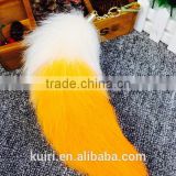 colorful fox fur keychains 100% real fox fur rehinstone tail bag pendants accessory
