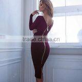 New Arrive Autumn Lady Elegant Dress Long Sleeve Full Zipper Tight Pencil Dress thumbnail-5