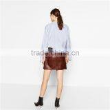2017 OEM Spring Light-reflecting Faux Leather Elastic Waist Skirt thumbnail-3