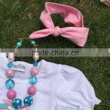 Hot Sell Girls Clothing Sets Kids Clothes Suit Children Short Sleeve Ruffle Boutique Set With Matching Necklace and Headband thumbnail-2