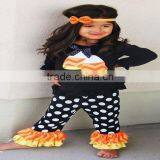 Easter Cute Black Egg Embroidery Top Hot White Dots Pant Kids Outfits Wholesale thumbnail-1