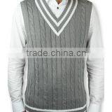 Latest Design V Neck Cable Knitting Sleeveless Man Vest thumbnail-1