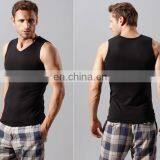 T-MV501 Slim Fitted V Neck Cotton Plain White Mens Tank Top thumbnail-3
