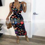 LAITE D2114 2020 New Arrivals Ladies Butterflies Printed Dress Women Summer Casual Dresses thumbnail-2