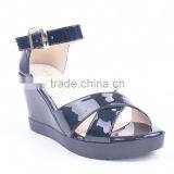 2016 New Style High Heel Platform Wedge Stylish Woman Sandals Cheap With Shiny Upper thumbnail-2