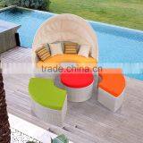 Muebles De Jardin Daybed Garden Rattan Lounge Bed Garden Polyrattan Round Daybed thumbnail-5