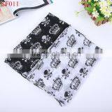 SF006 Black Classic Style Skull With Crown Pattern Series Chiffon Shawls Silk Shawls thumbnail-6