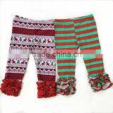 2016 High Quality Floral Design Baby Christmas Legging Pants Girls Icing Ruffle Pants Quality Choice