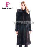 2015 Autumn And Winter Women Medium Length Coat With Mink Fur Hat Overcoat