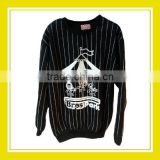 2016 Fashion Products Bros Playing Merry Go Round in Bros Park Unisex Printed Long Sleeve White Stripes Black Sweater