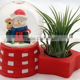 Mini Flower Pot with Water Globe Table Decoration