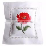 Hand embroidered lavender sachet/bag/pillow-Poppy (design #37)