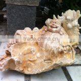 Laughing Buddha Statue White Marble Stone Hand Sculpture Carved For Temple No 29