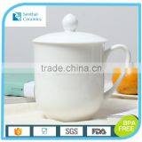 Low Price high grade strengthen porcelain Promotional milky White tea coffee Mugs/AAA grade sublimation mug with lid