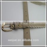 Lady's braided white leather belt for jeans