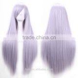 Cosplay Wig Oblique Bangs Long Straight Human Wigs 80cm 32 Inch Costume Party Synthetic Hair Wig thumbnail-2