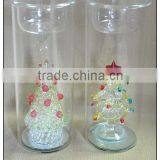 Hand Blown Glass Tall Candle Holder With LED Light thumbnail-2
