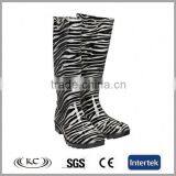 trendy cheap zebra pvc fashion ladies rain boots