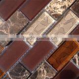 glass blends marble stone mosaic for bathroom wall tile mosaic