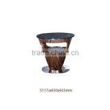 Round Small Glass Round Coffee Table Set Wood Furniture thumbnail-1