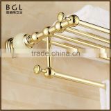Traditional Zinc alloy and marble Polished Gold Bathroom sanitary items Wall mounted Bathroom towel rack