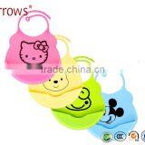 Printed Cartoon Animal Patterns FDA Grade Silicone Baby Bib Christening Drool Bibs